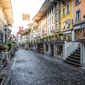 Pedestrian zone Obere Hauptgasse in Thun, Switzerland.