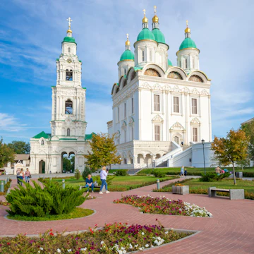 Prechistenskaya bell tower and Cathedral of the Assumption, Kremlin in Astrakhan.