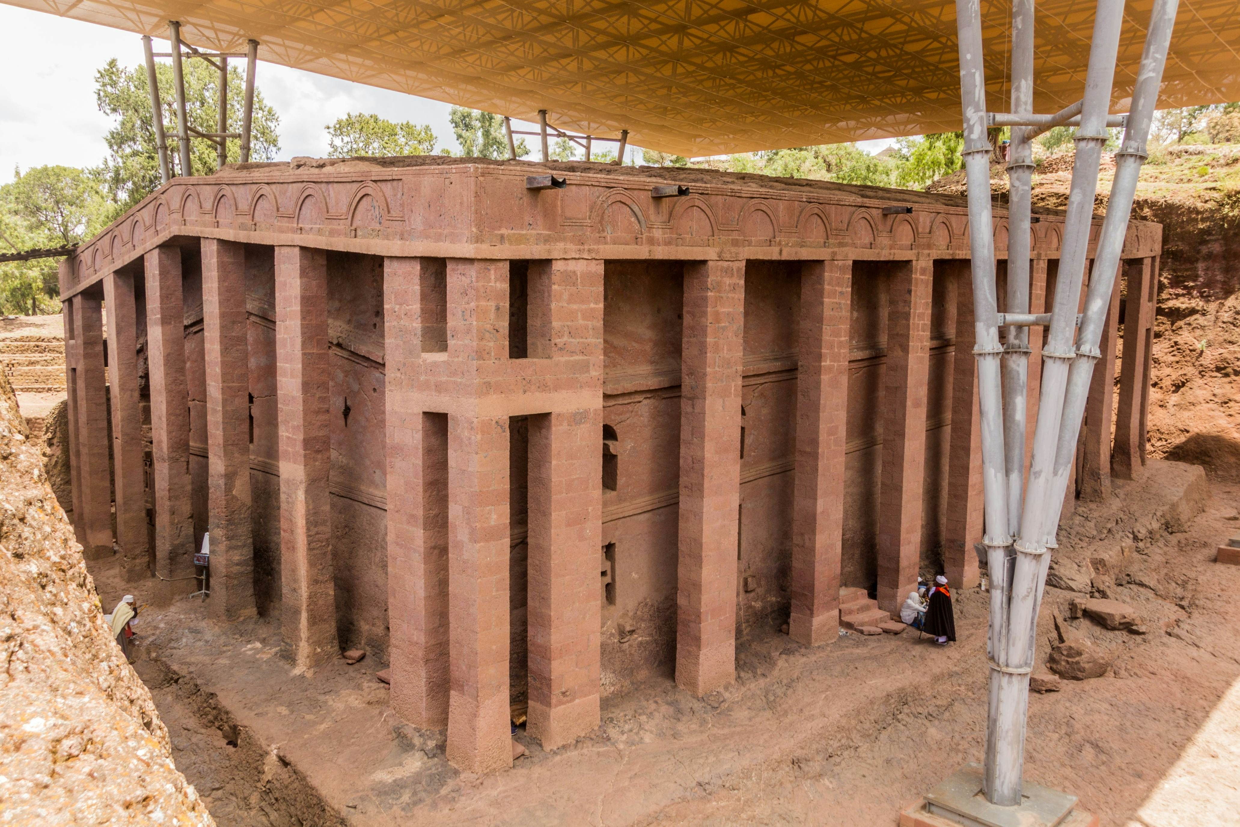 Bet Medhane Alem, rock-cut church in Lalibela, Ethiopia.