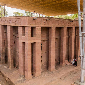 Bet Medhane Alem, rock-cut church in Lalibela, Ethiopia.