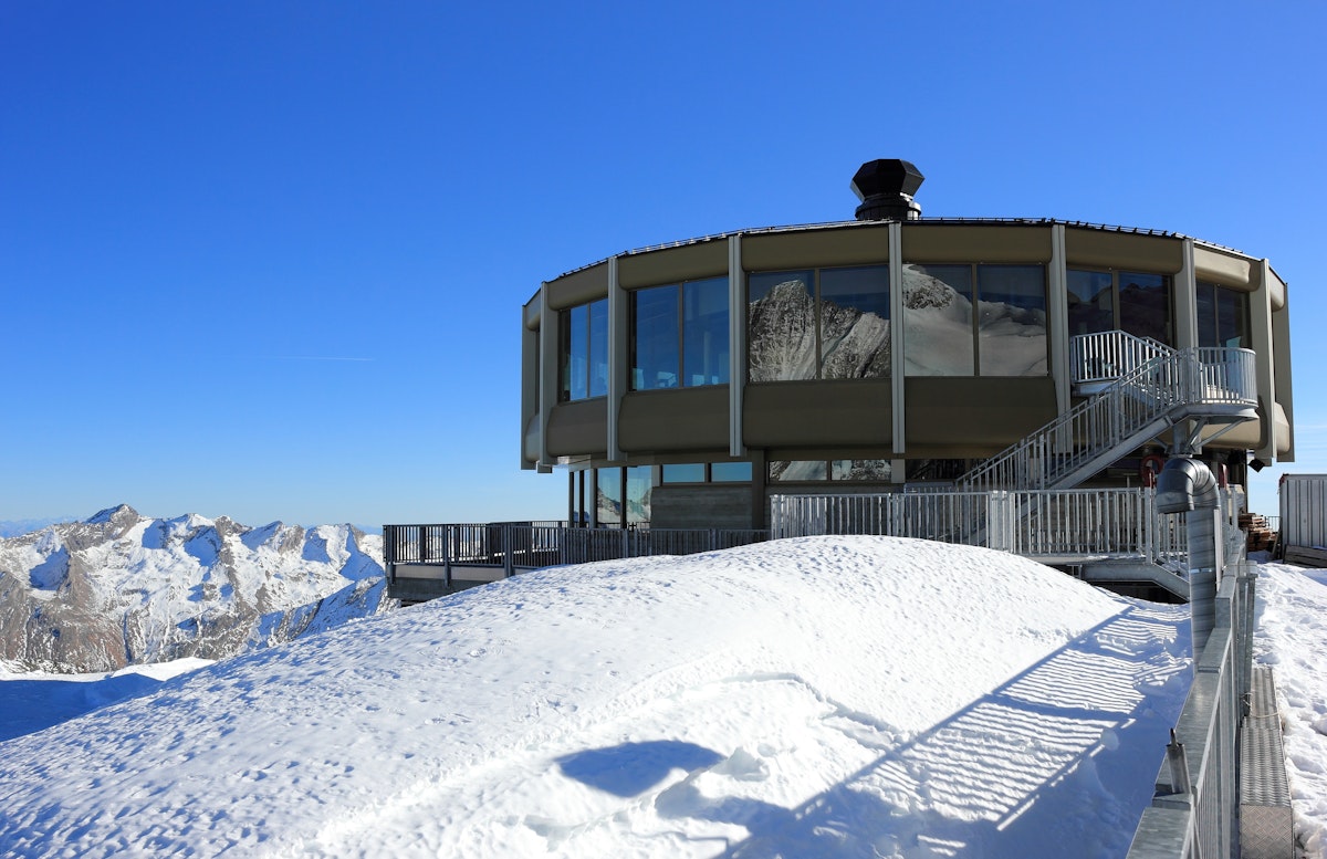 The world's highest revolving restaurant on the Allalin glacier.