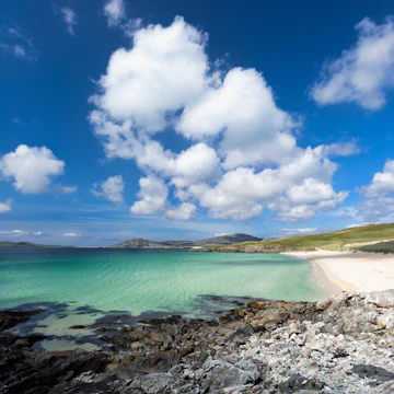 Turquoise waters of Luskentyre Beach on the Isle of Harris.