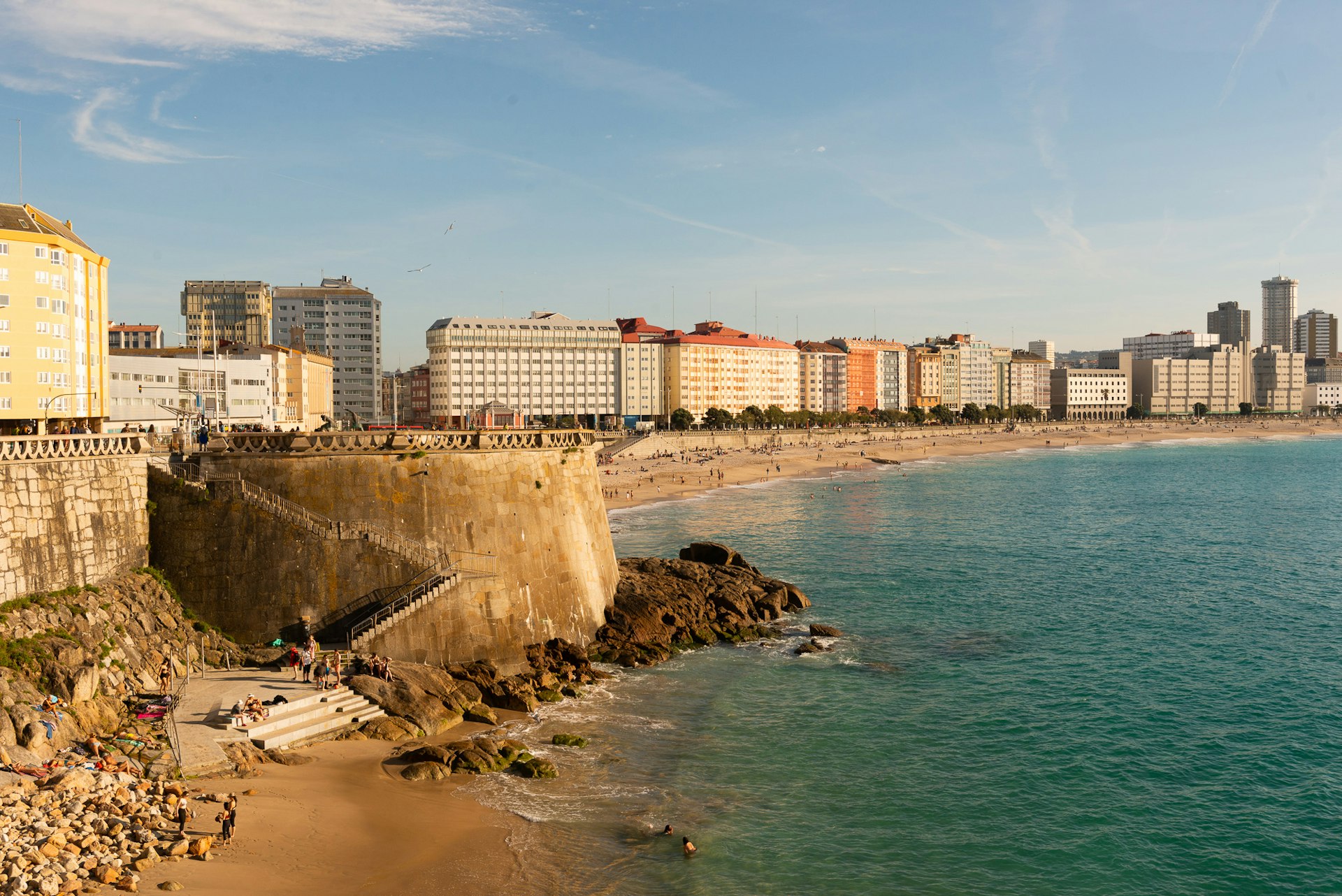 The coast and beach along Playa de Orzan