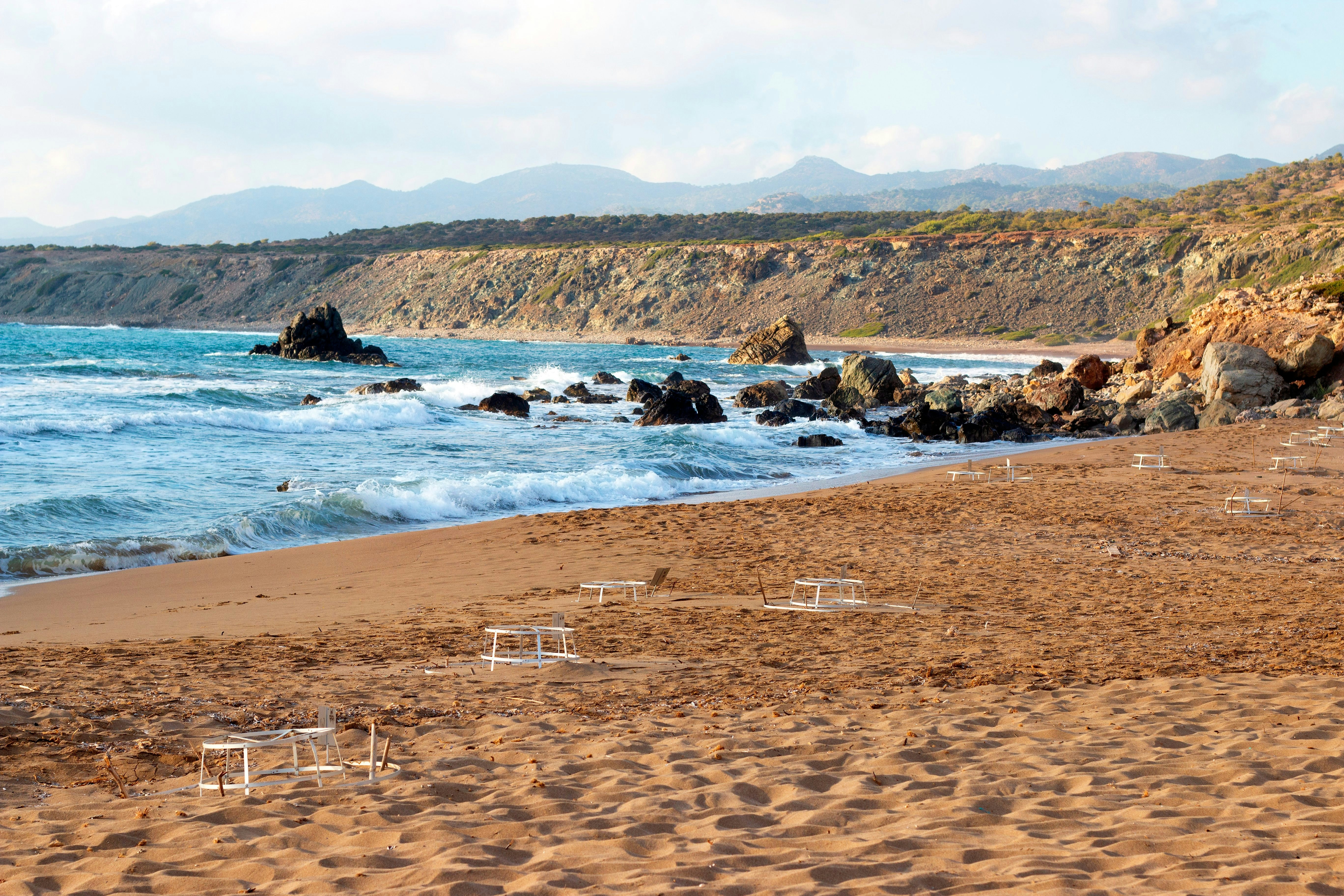 Turtle nests on Lara beach. Akamas, Cyprus.