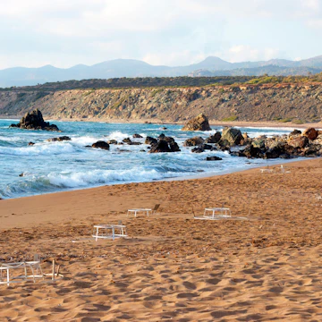 Turtle nests on Lara beach. Akamas, Cyprus.