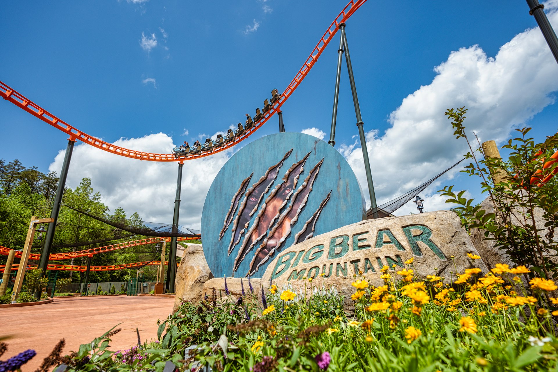 A rollercoaster in Dollywood that says Big Bear Mountain. 