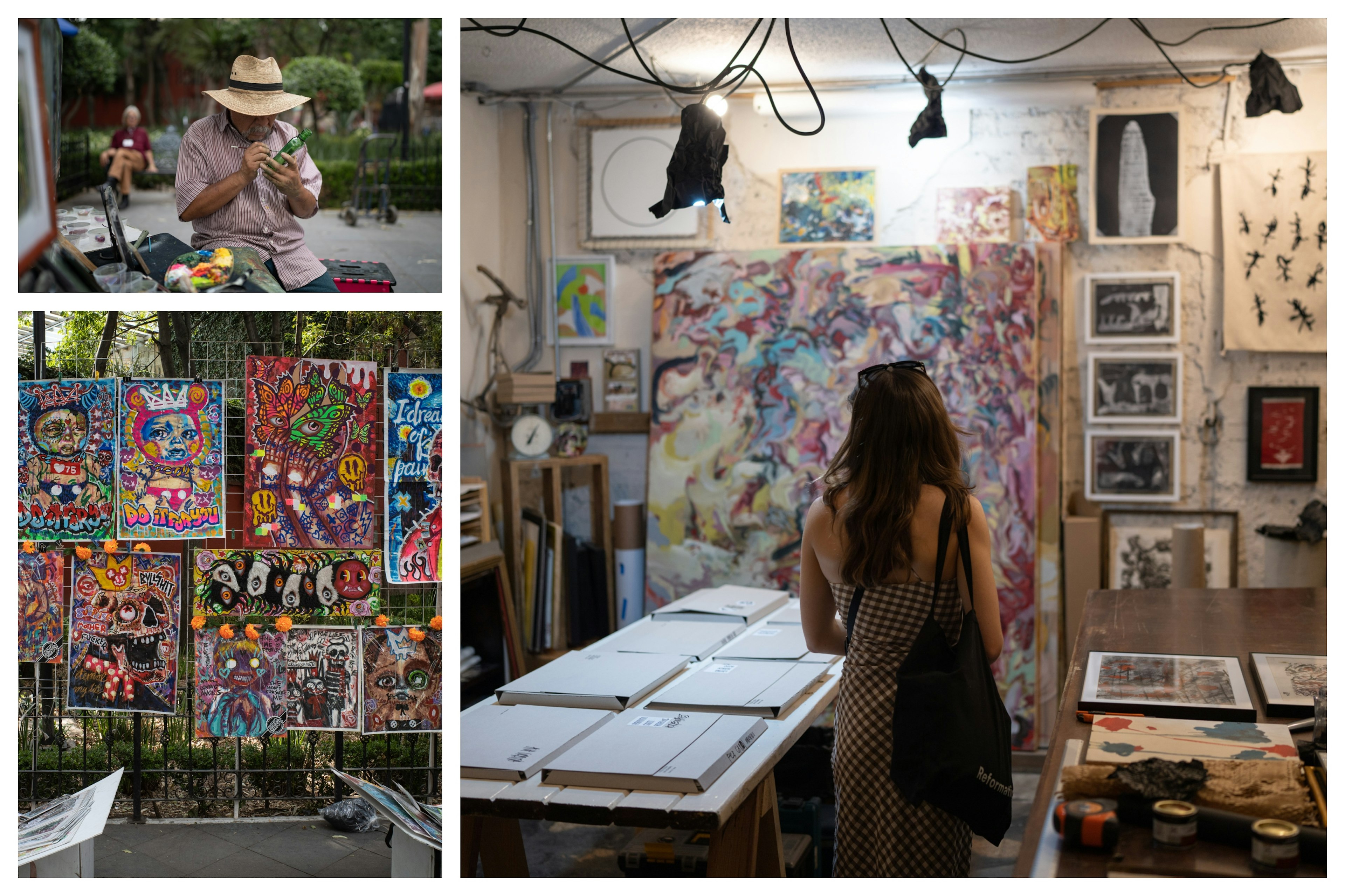 Market scenes in the Roma Norte and Condesa neighborhoods in Mexico City.