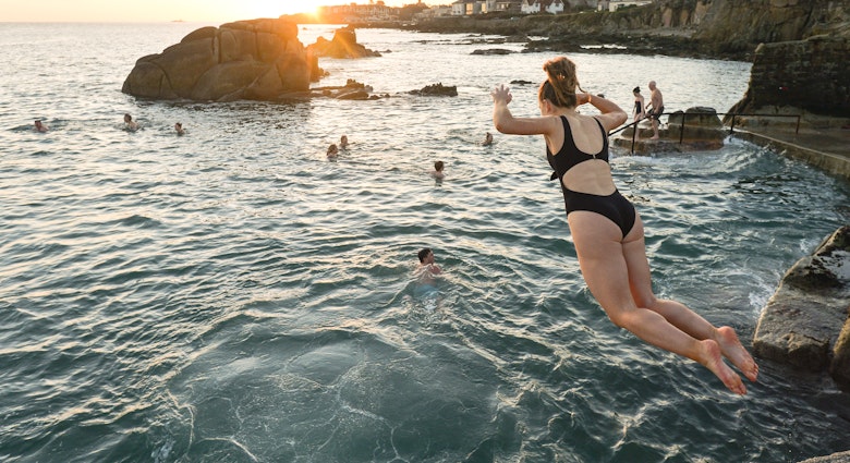 A scene from the annual Christmas Day swim, with hundreds of swimmers turning up for a leap into the water at the Forty Foot this morning, in Dun Laoghaire, Dublin..On Wednesday, December 25, 2019, in Dublin, Ireland. (Photo by Artur Widak/NurPhoto via Getty Images)
1190480420
christmas day dip, christmas dublin, christmas ireland, christmas season, christmas break, close-up photos, destination, dress photos, dublin, eu, editorial, irish christmas, public celebratory event, xmas, festive season, holiday