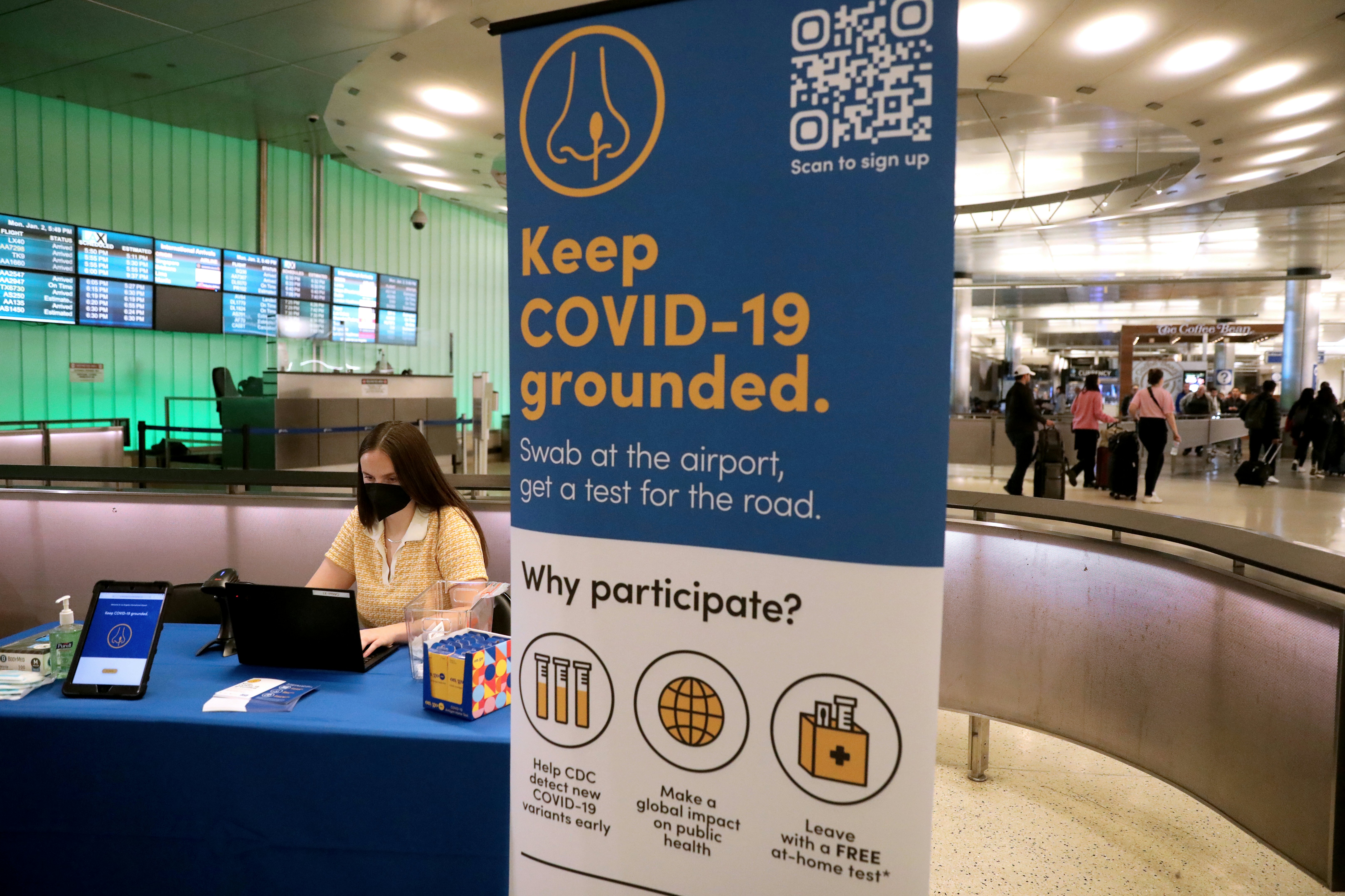 A pooled PCR testing site for COVID-19 variants at a new test facility at Tom Bradley International Terminal