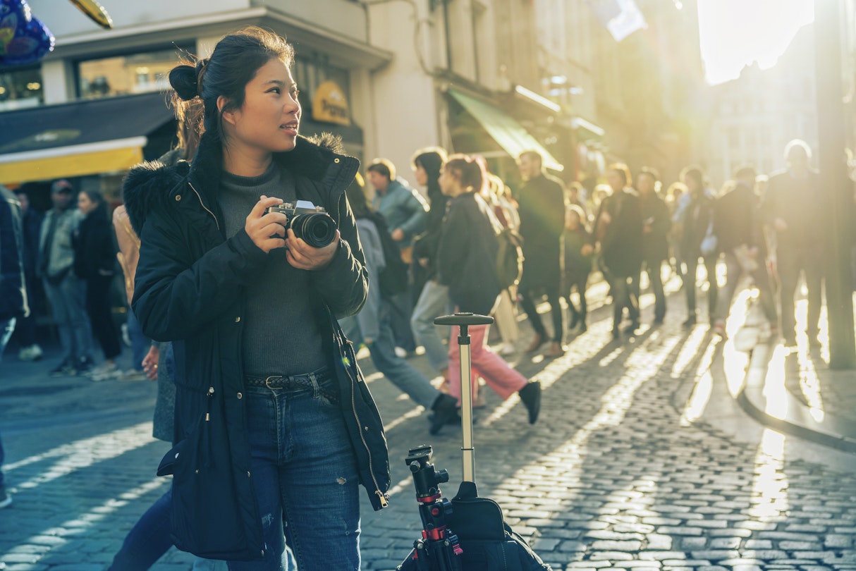 young asian female traveller walking sight seeing hand take photo with camera sunset at street downtown in Brussels, Belgium
1319619139
Young asian female traveller walking sight seeing hand take photo with camera sunset at street downtown in Brussels, Belgium