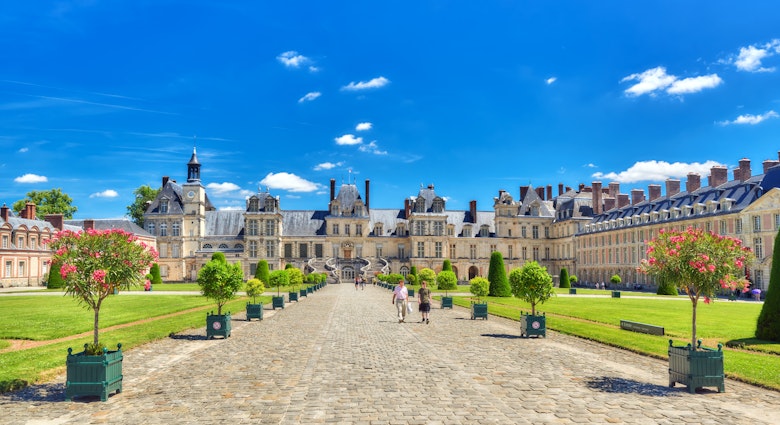 Suburban Residence of the France Kings - beautiful Chateau Fontainebleau. - stock photo