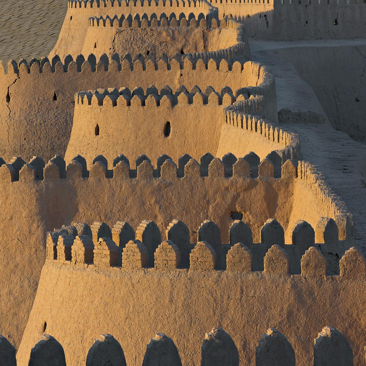 City walls of Khiva in Uzbekistan.