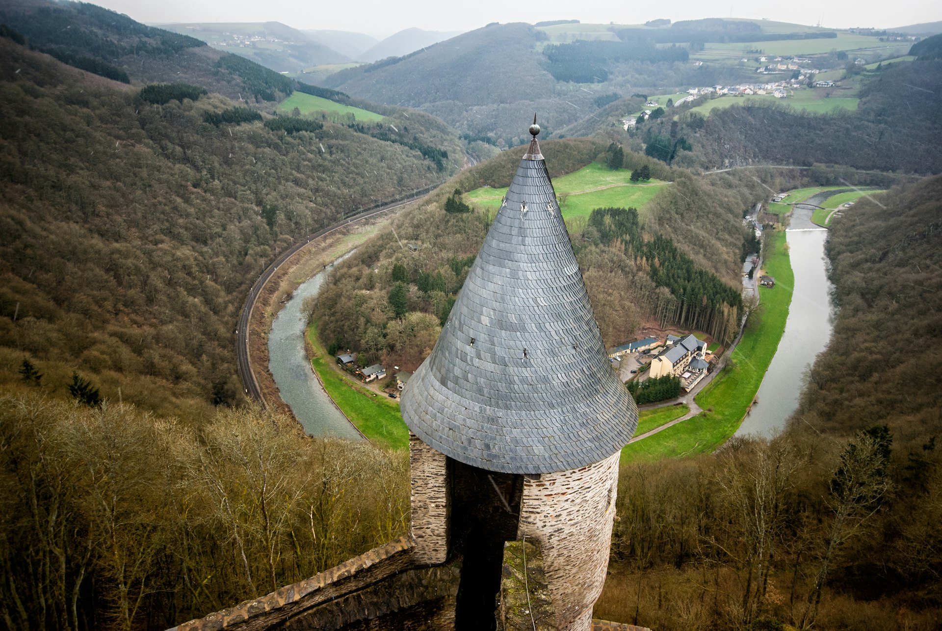 A view from Château de Bourscheid, the largest castle in Luxembourg, Europe