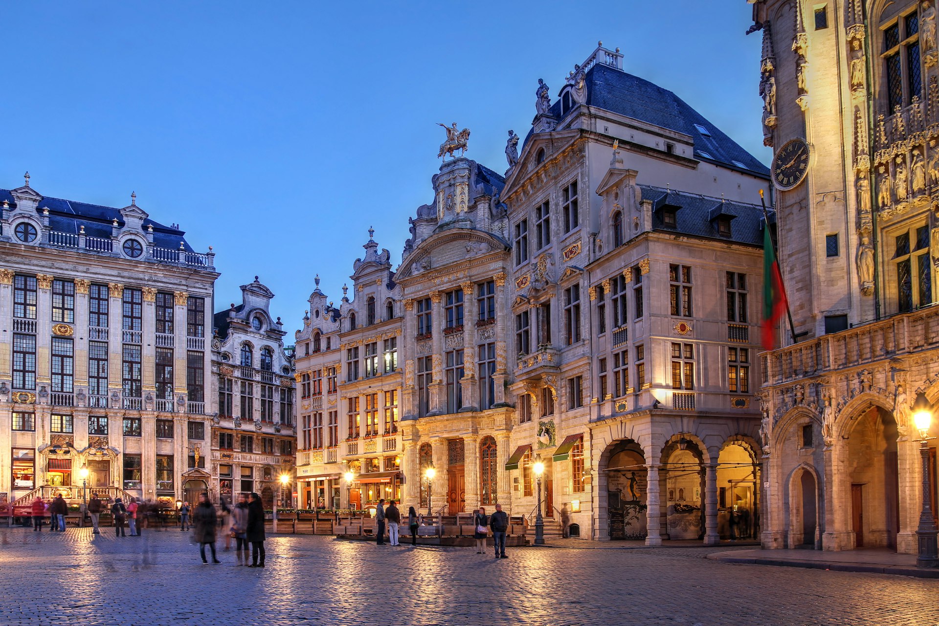 The Grand Place in Brussels in the evening with hardly anyone around