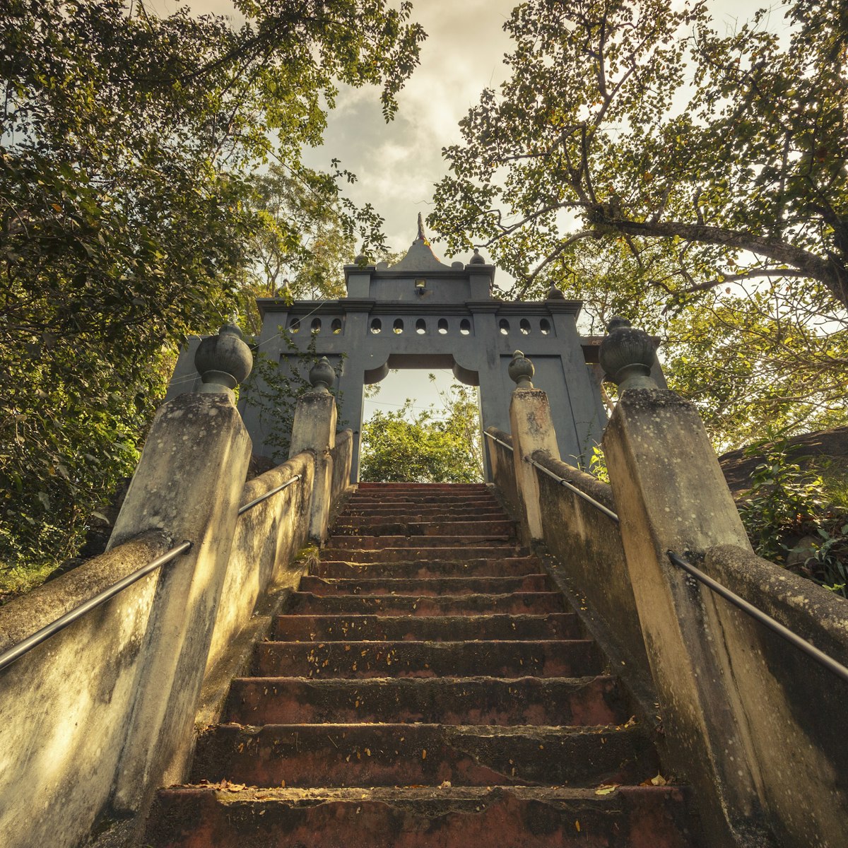 Staircase at the Mulkirigala rock temple.