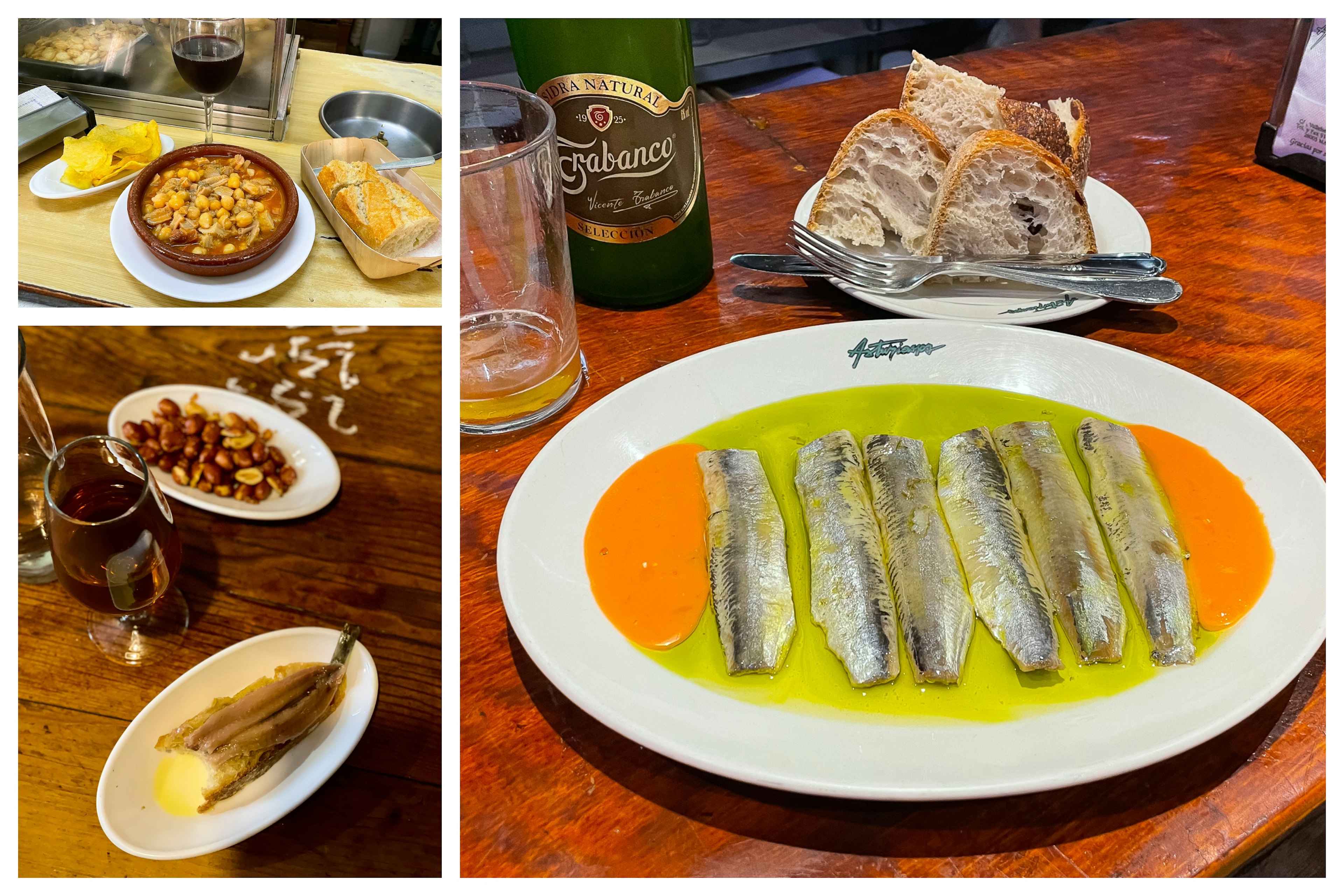 Cured anchovies and beer in Madrid