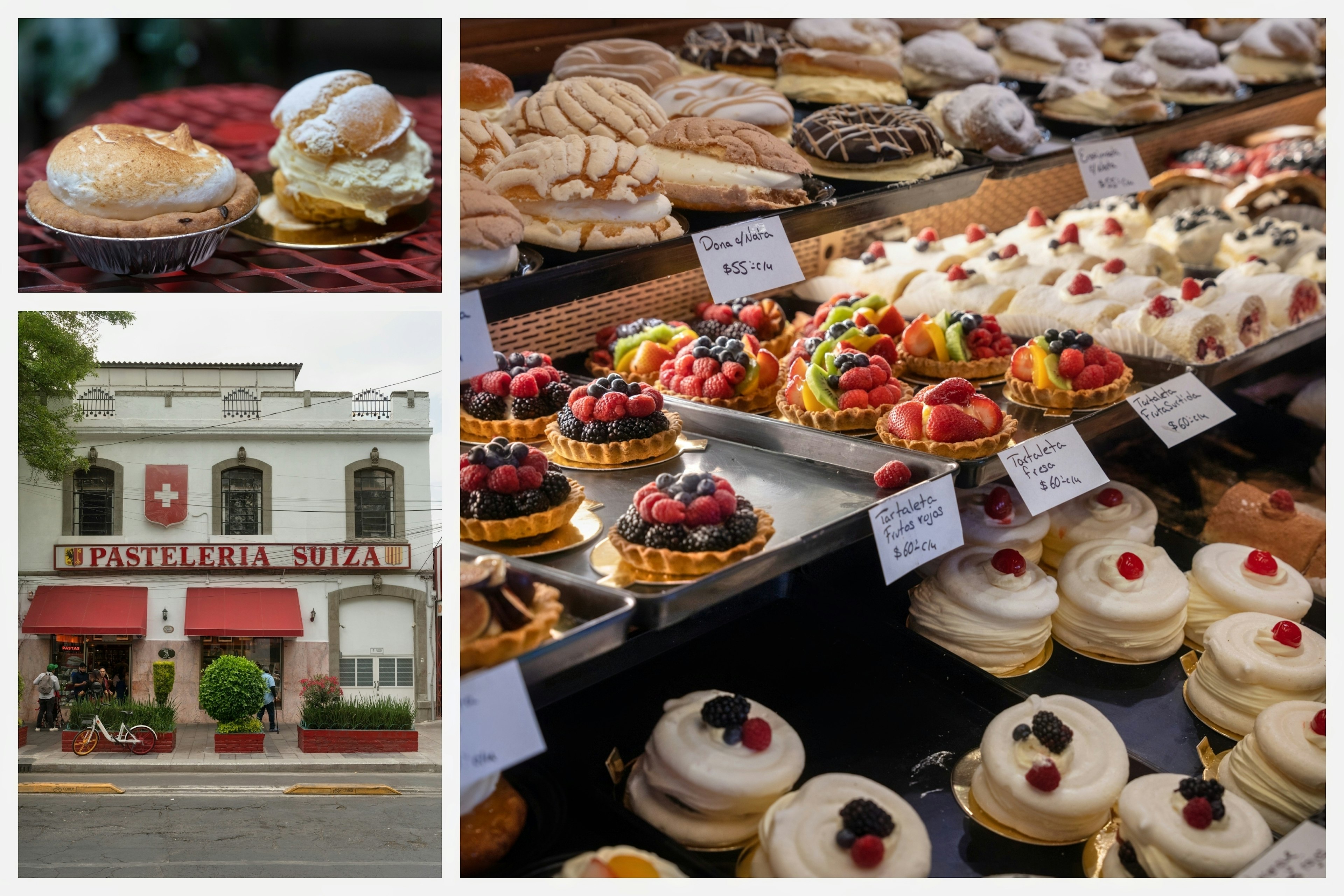 Rows of pastries at Pasteleria Suiza