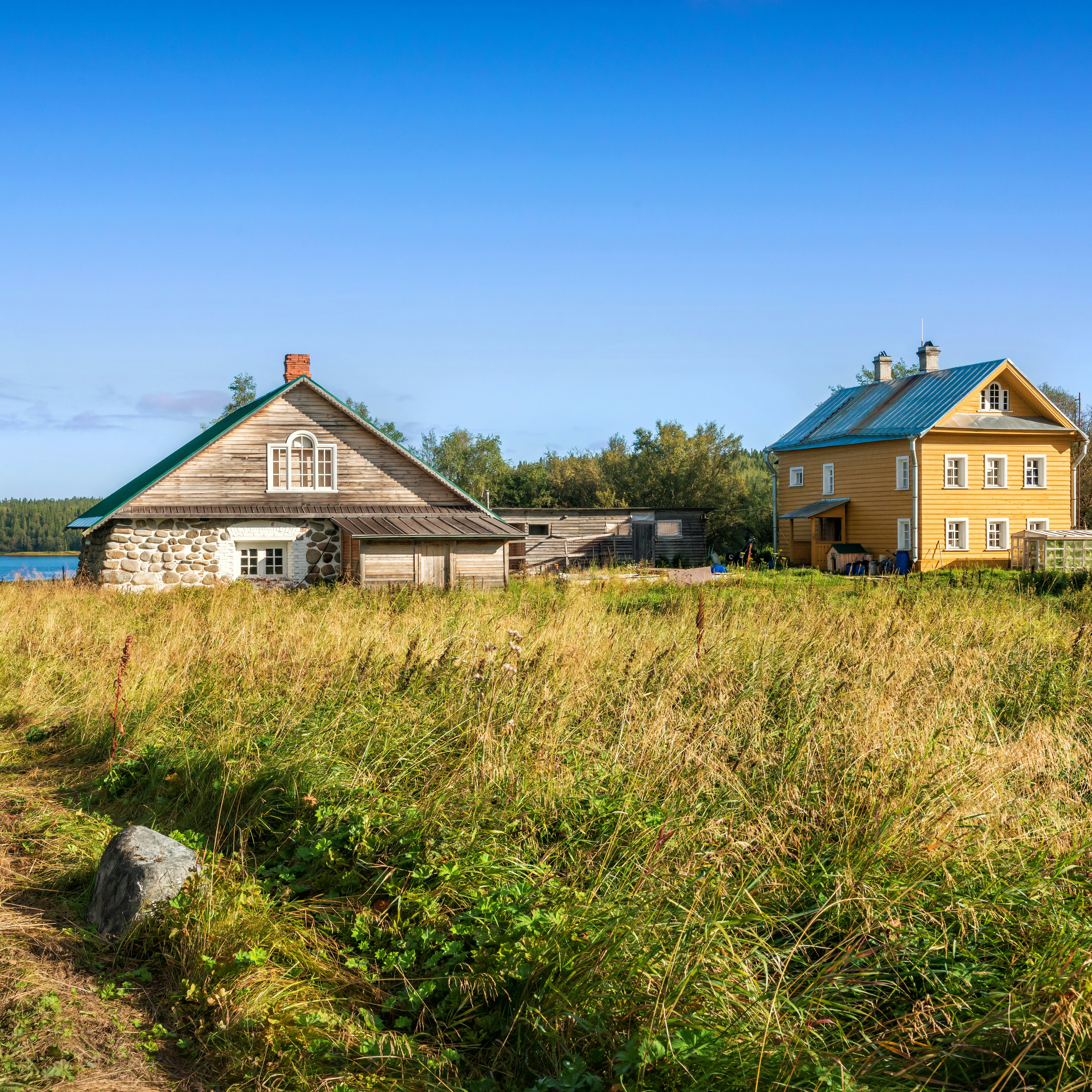 Residential buildings of the Holy Trinity Skete on Anzer Island, Solovetsky Islands.