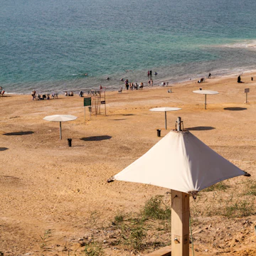 People at Amman Beach at the Dead Sea, Jordan.