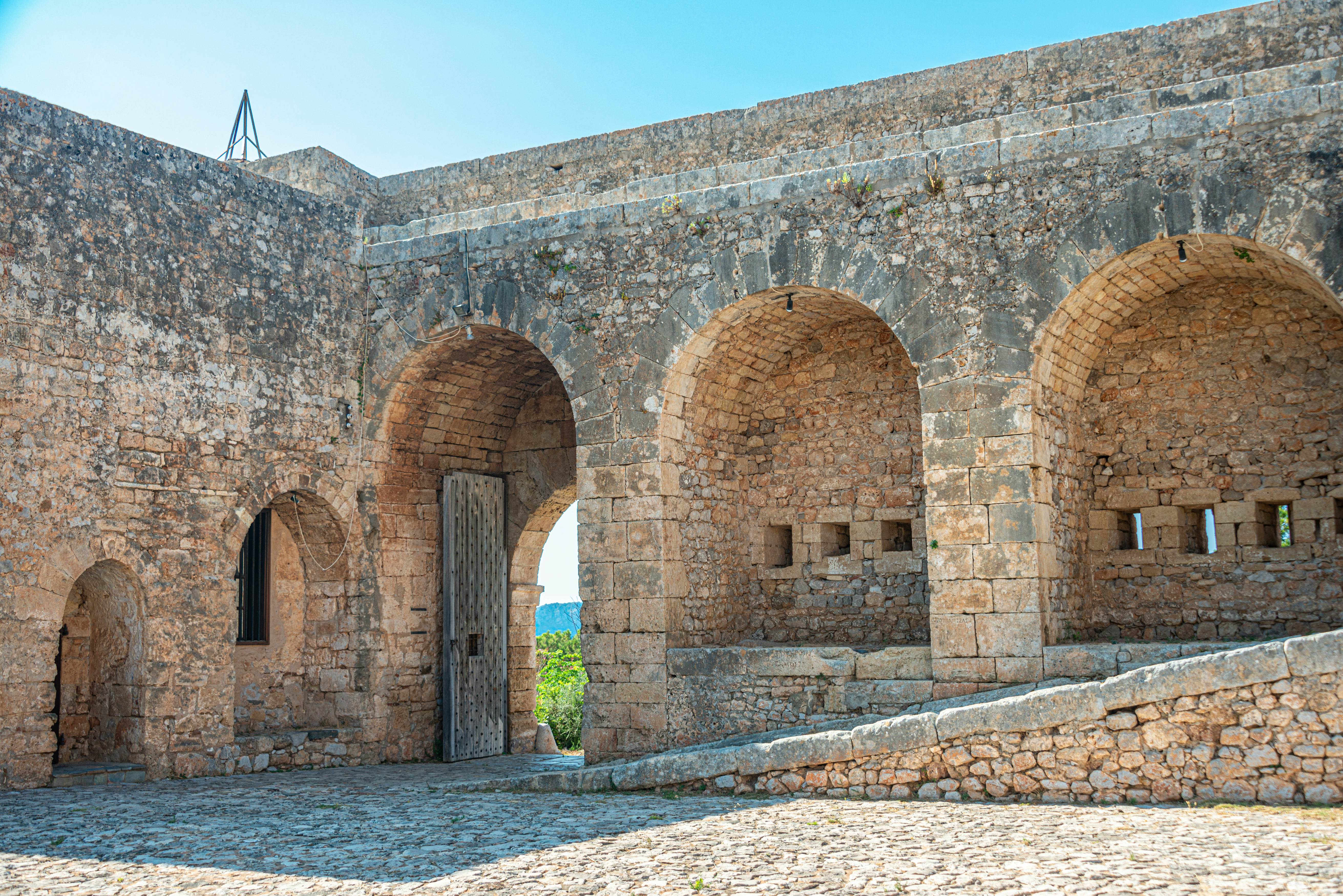 Walls of Neokastro fortress in Pylos, Greece.