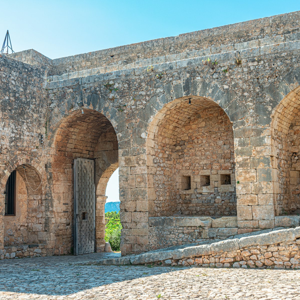 Walls of Neokastro fortress in Pylos, Greece.