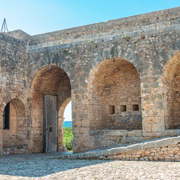 Walls of Neokastro fortress in Pylos, Greece.