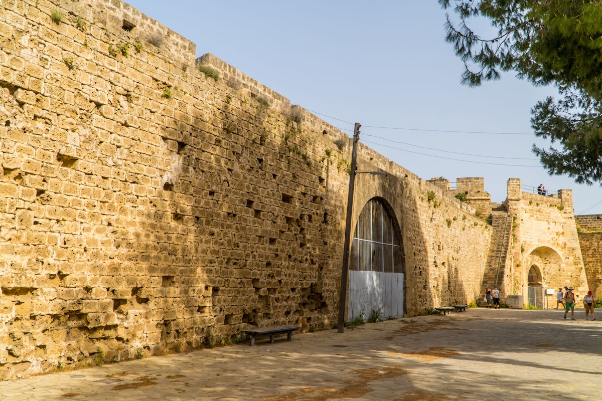 The stone city walls of Famagusta in Cyprus.