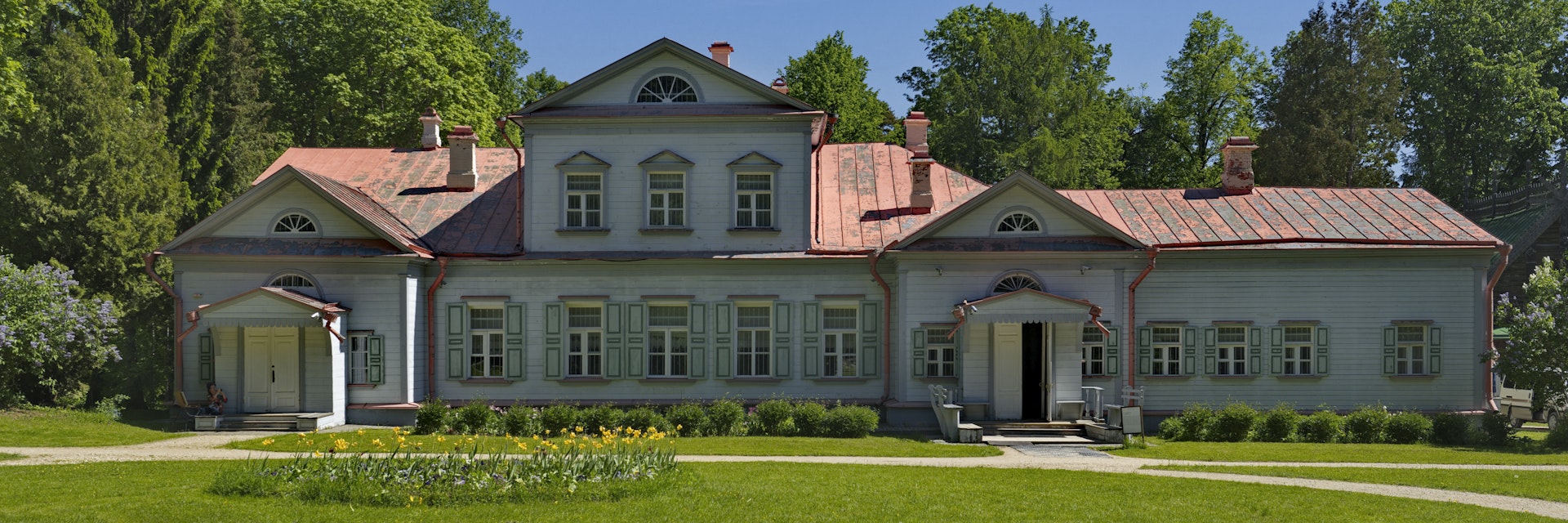 View of the main estate of the Russian industrialist and philanthropist Savva Mamontov in the open-air museum in the village of Abramtsevo.
