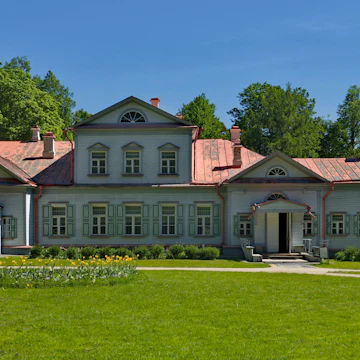 View of the main estate of the Russian industrialist and philanthropist Savva Mamontov in the open-air museum in the village of Abramtsevo.