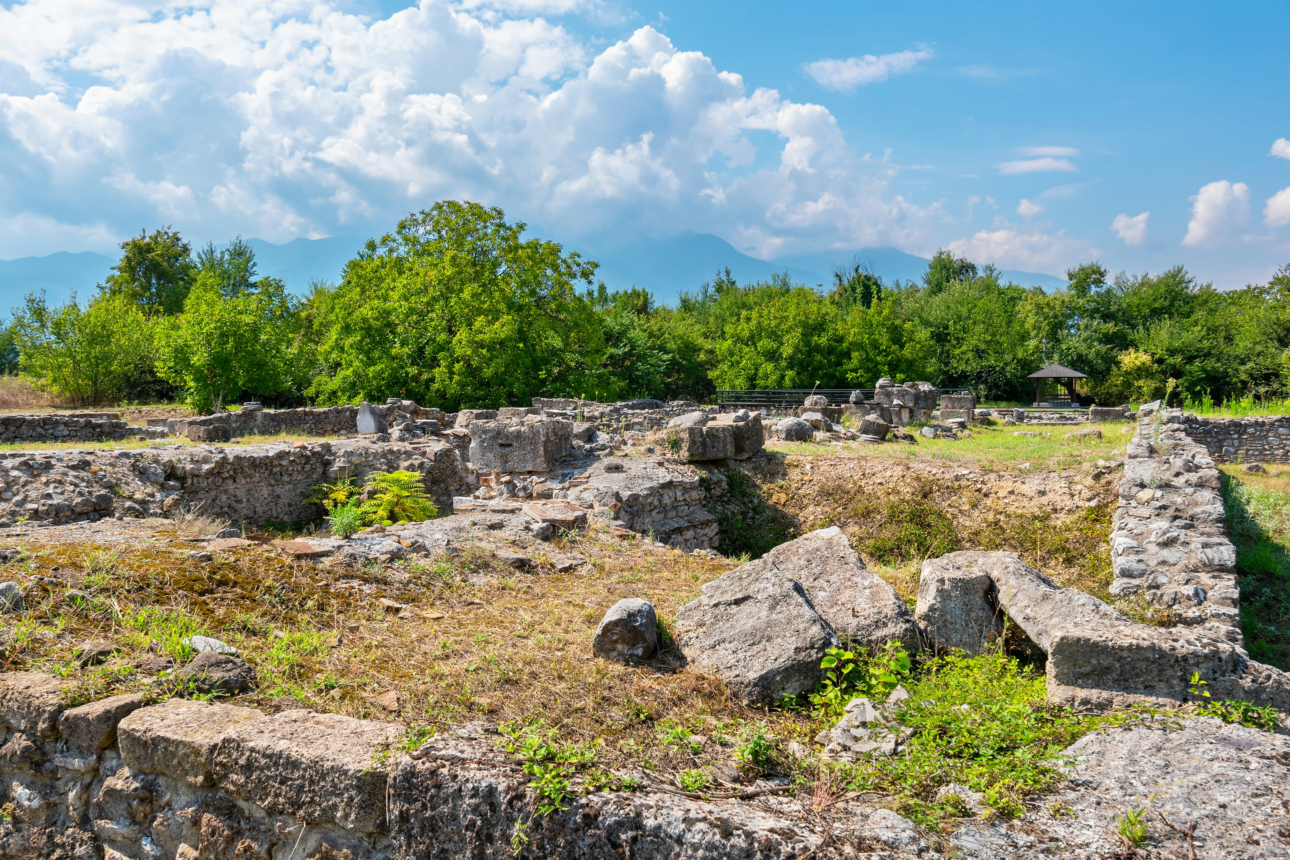 Ruins of Episcopal Basilica at the Archaeological Park of Dion.