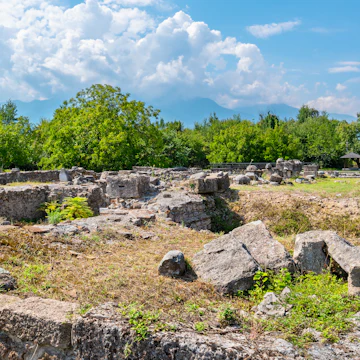 Ruins of Episcopal Basilica at the Archaeological Park of Dion.