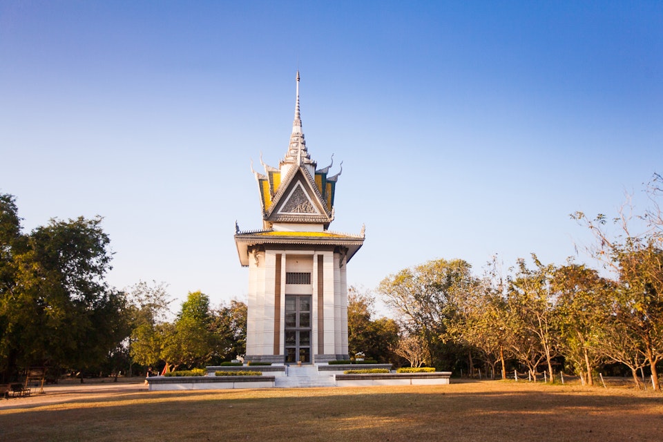 Skull Pagoda at The Killing Fields of Choeung Ek in Phnom Penh, Cambodia.