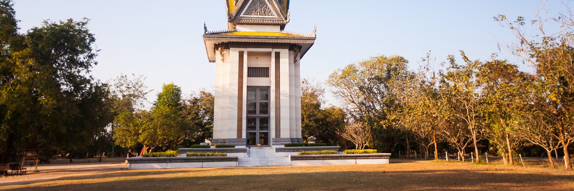 Skull Pagoda at The Killing Fields of Choeung Ek in Phnom Penh, Cambodia.