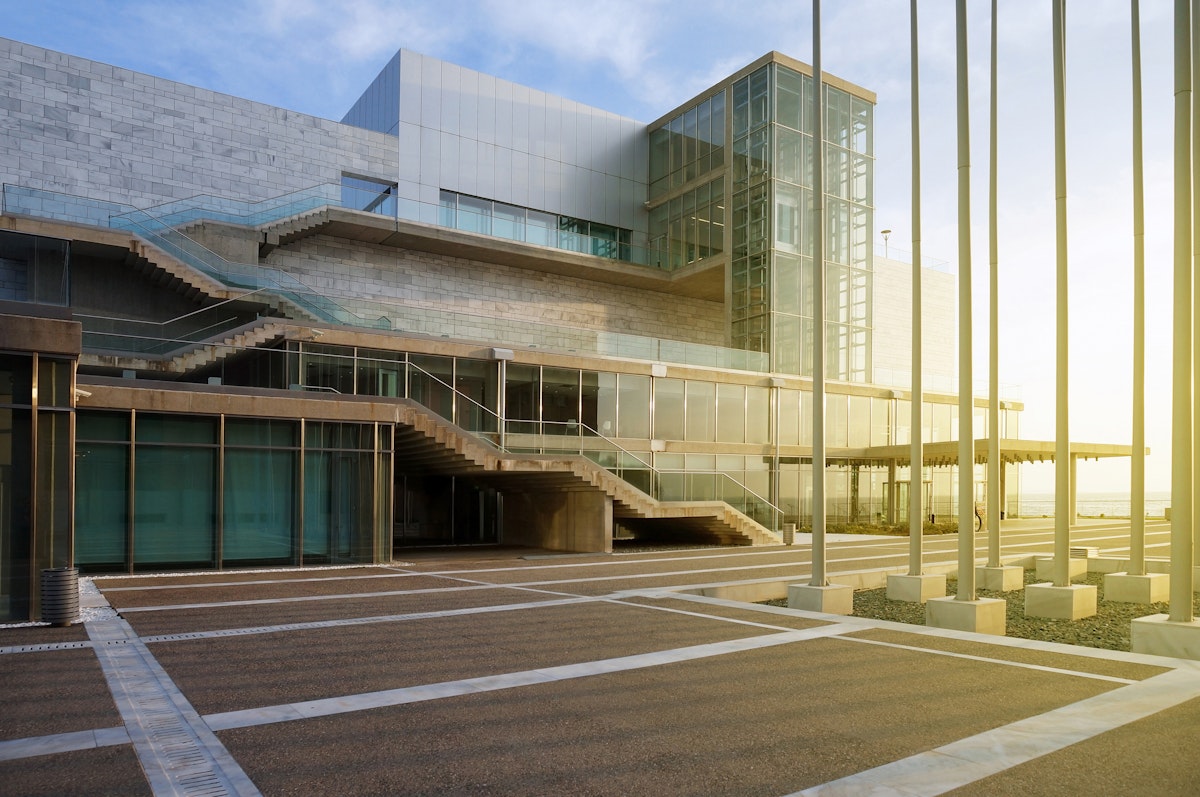 Concert hall of Thessaloniki designed by the Japanese architect Arata Isozaki.