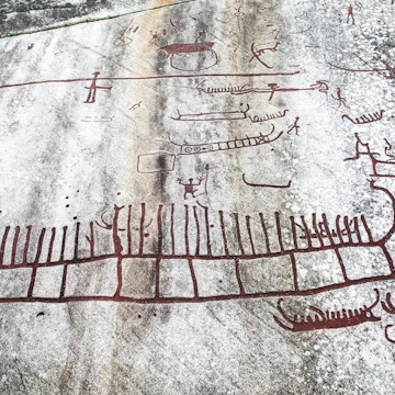 Rock carvings at Vitlycke museum, Sweden.