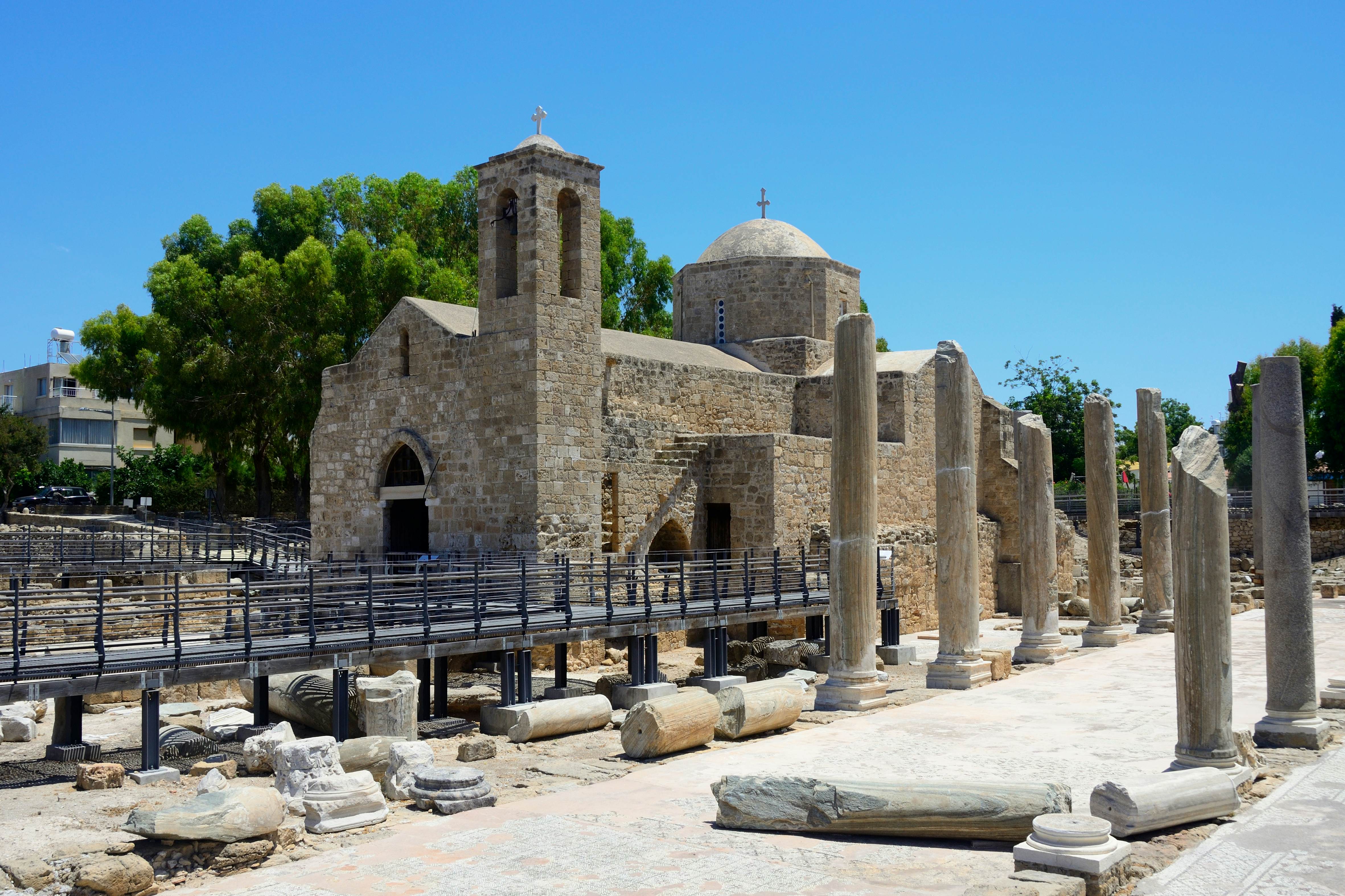 Hrysopolitissa Basilica & St Paul's Pillar in Paphos, Cyprus.