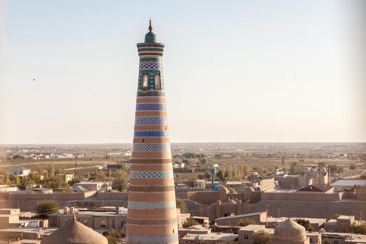 Islom-Hoja Minaret, Khiva, Uzbekistan.