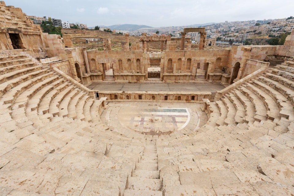 North Theater in the Roman city of Jerash, Jordan.