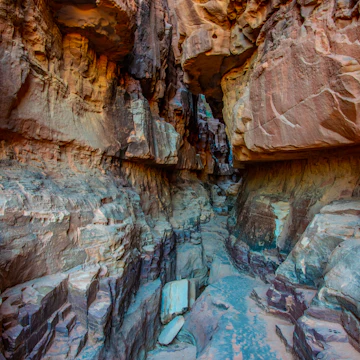 Khazali siq at Wadi Rum desert in Jordan.