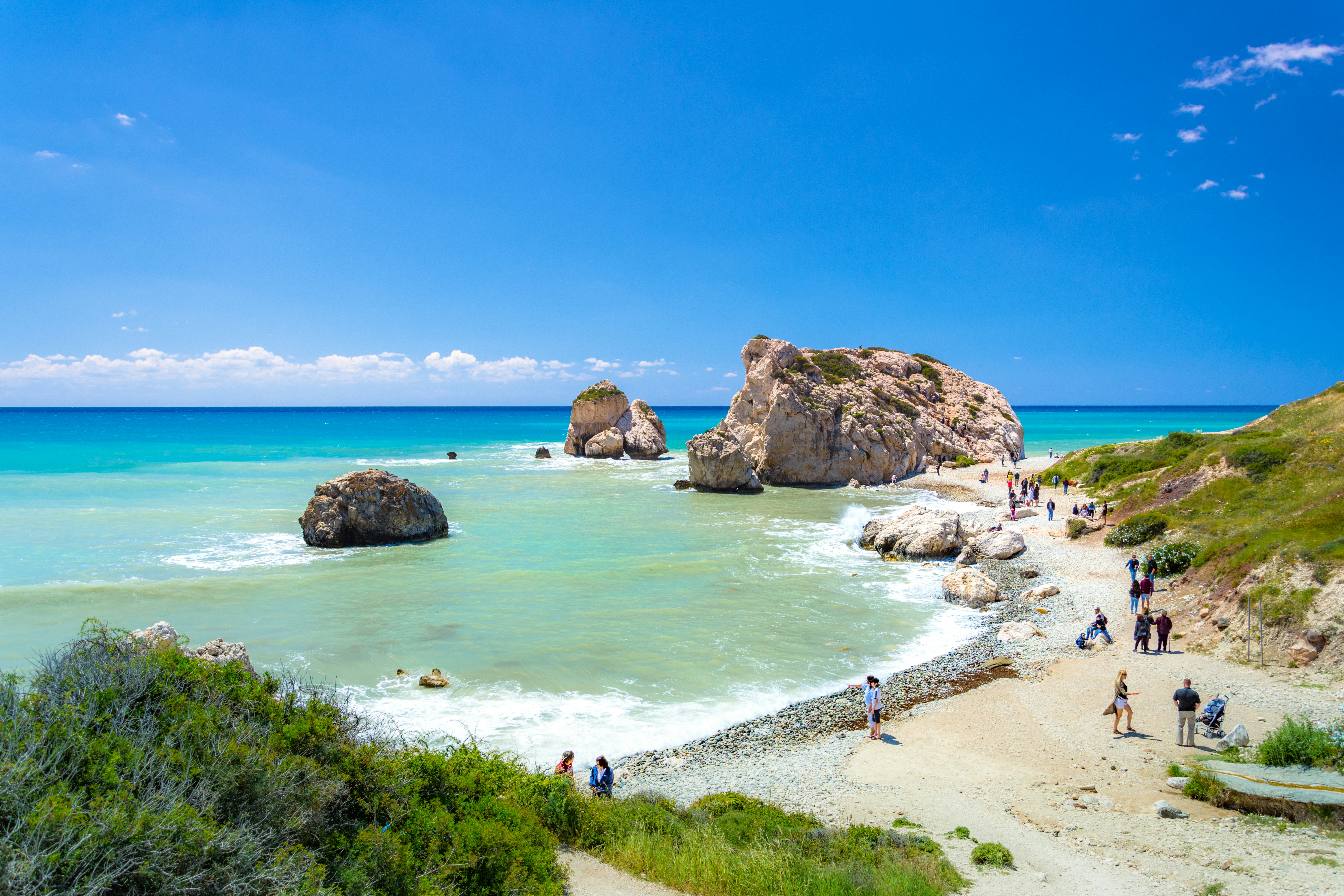 The famous beach of Aphrodite's rock, Cyprus.