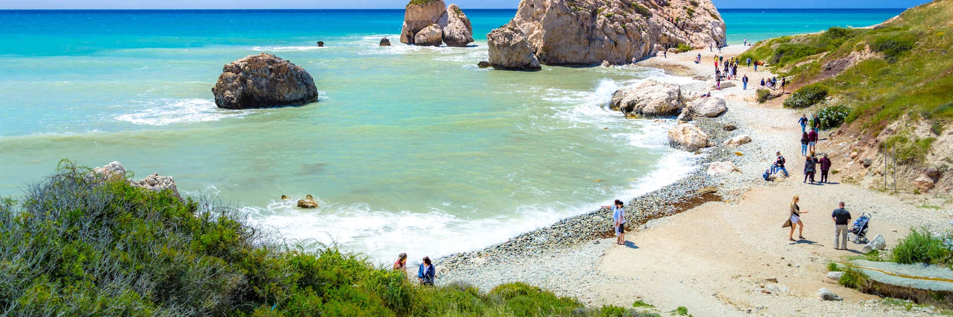 The famous beach of Aphrodite's rock, Cyprus.