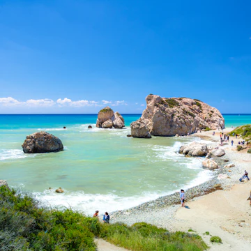 The famous beach of Aphrodite's rock, Cyprus.