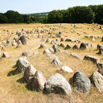 The old viking cemetery in Aalborg in Denmark, Lindholm Høje.