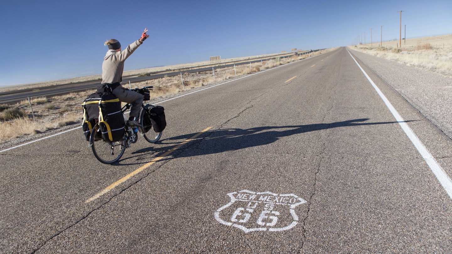 Man Riding Bicycle on Historic Route 66 in New Mexico, USA. Focus on Road Print.; Shutterstock ID 1734099434; your: Brian Healy; gl: 65050; netsuite: Lonely Planet Online Editorial; full: New bike lanes on Route 66
1734099434
activity, adventure, america, arid climate, backpack, backpacker, bag, bicycle, bike, biker, cycle, cyclist, desert, driving, exercising, explorer, freedom, healthy lifestyle, highway, historic route, horizontal, idyllic, journey, leisure activity, lifestyles, motion, mountains, nature, new mexico, one person, outdoors, people, rider, road, road sign, road trip, route 66, rural scene, southwest usa, sport, tourism, tourist, travel, traveler, united states, usa, wild west, wilderness, young adult