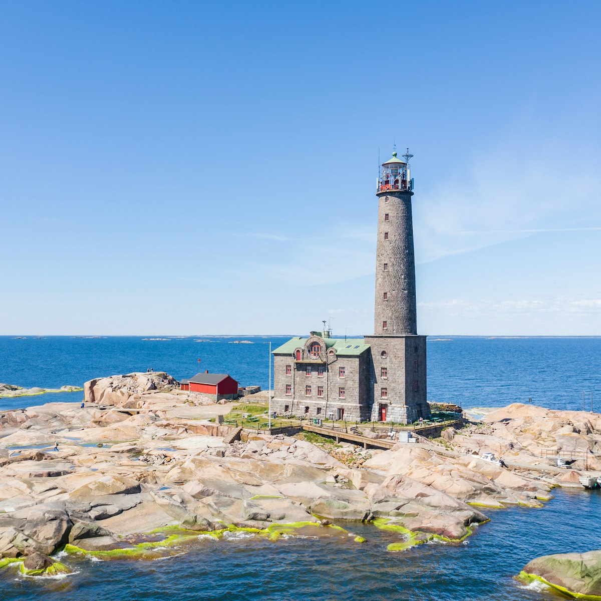 Bengtskär lighthouse in Gulf of Finland in summer.
