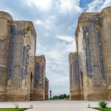 Gate of Ak Saray palace, built during time of Timur (Tamerlane), Shakhrisabz, Uzbekistan.