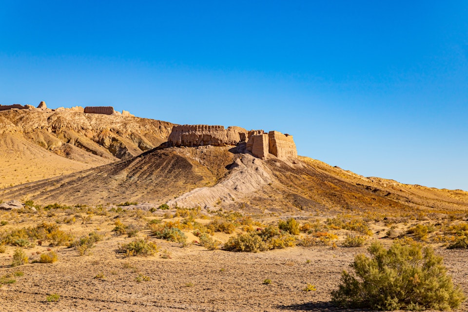 The Ayaz Qala fortresses in the Kyzylkum Desert, Uzbekistan.
