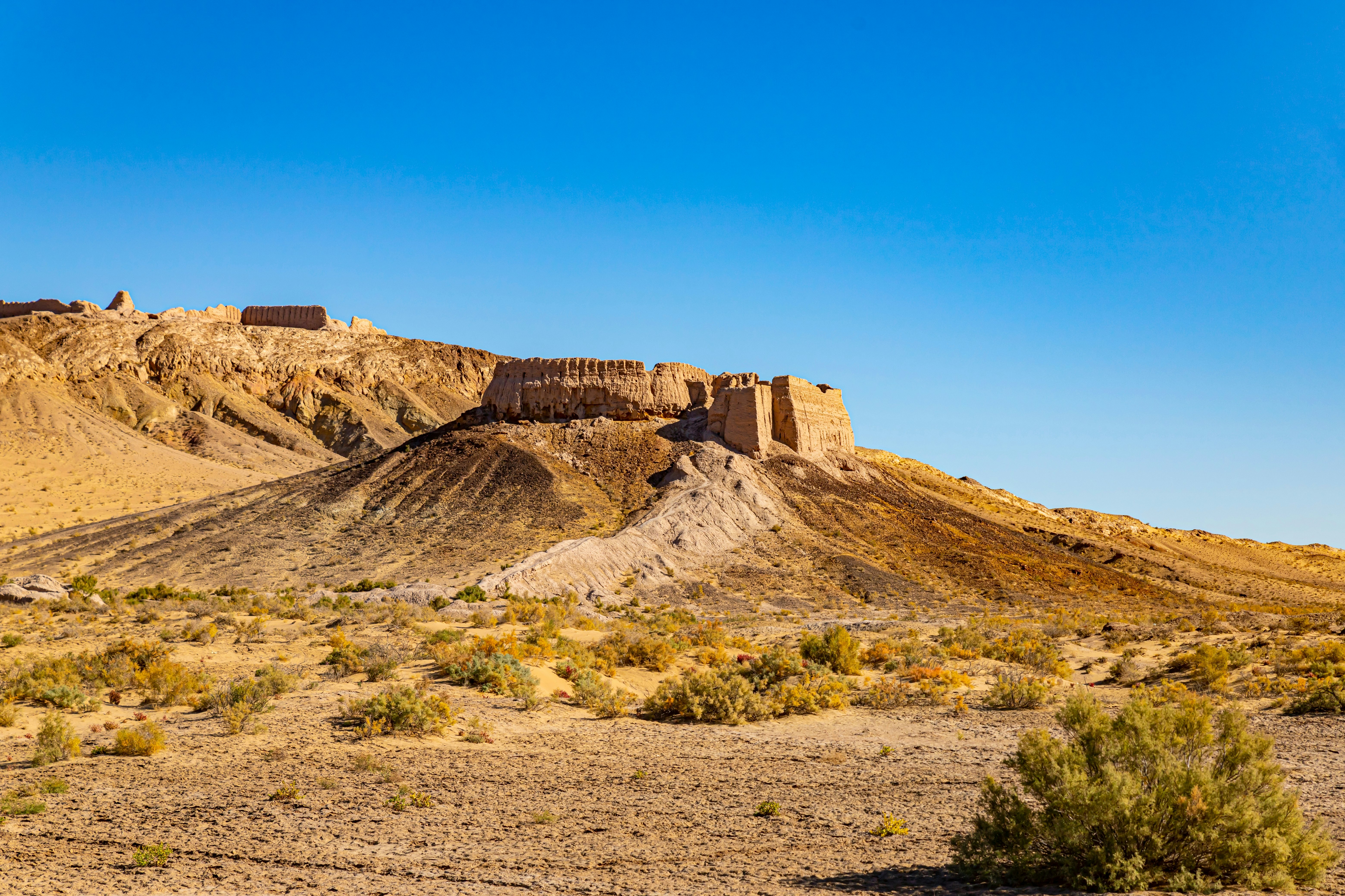 The Ayaz Qala fortresses in the Kyzylkum Desert, Uzbekistan.