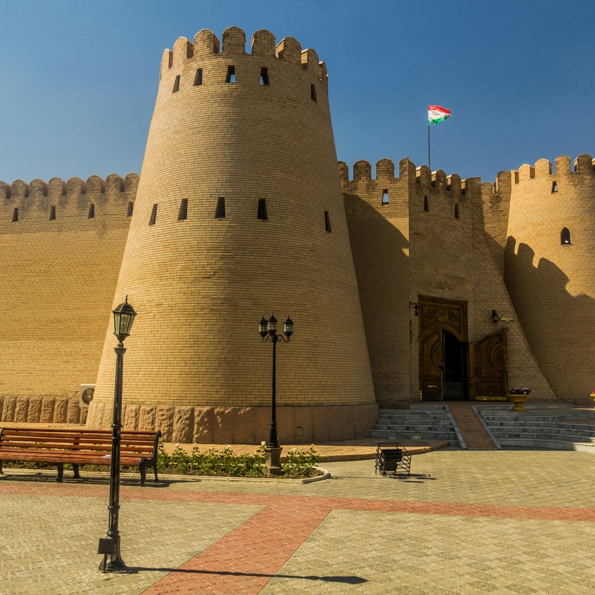 Citadel walls in Khujand, Tajikistan.
