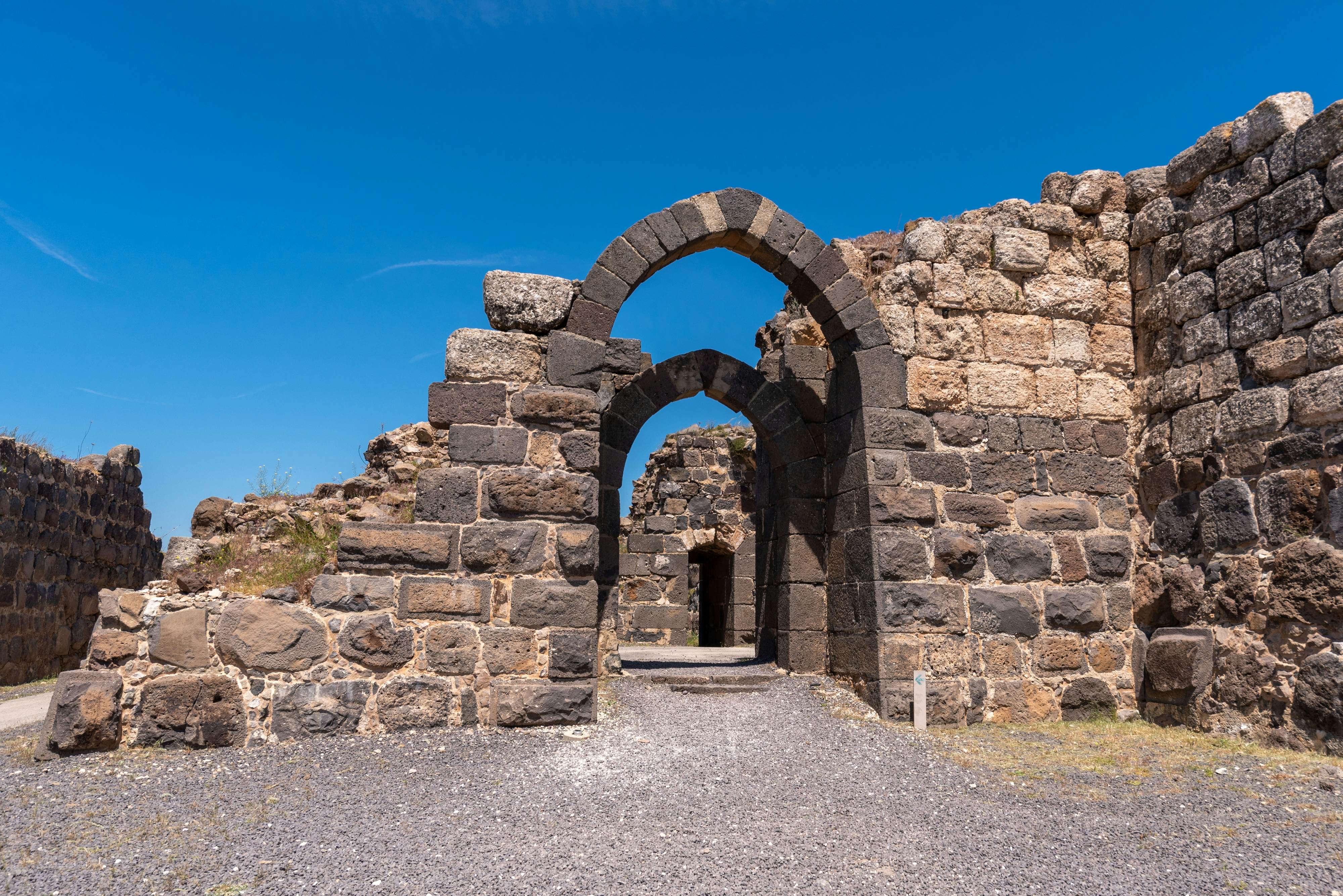 Arched features of Belvoir Fortress, Kohav HaYarden National Park in Israel. 
